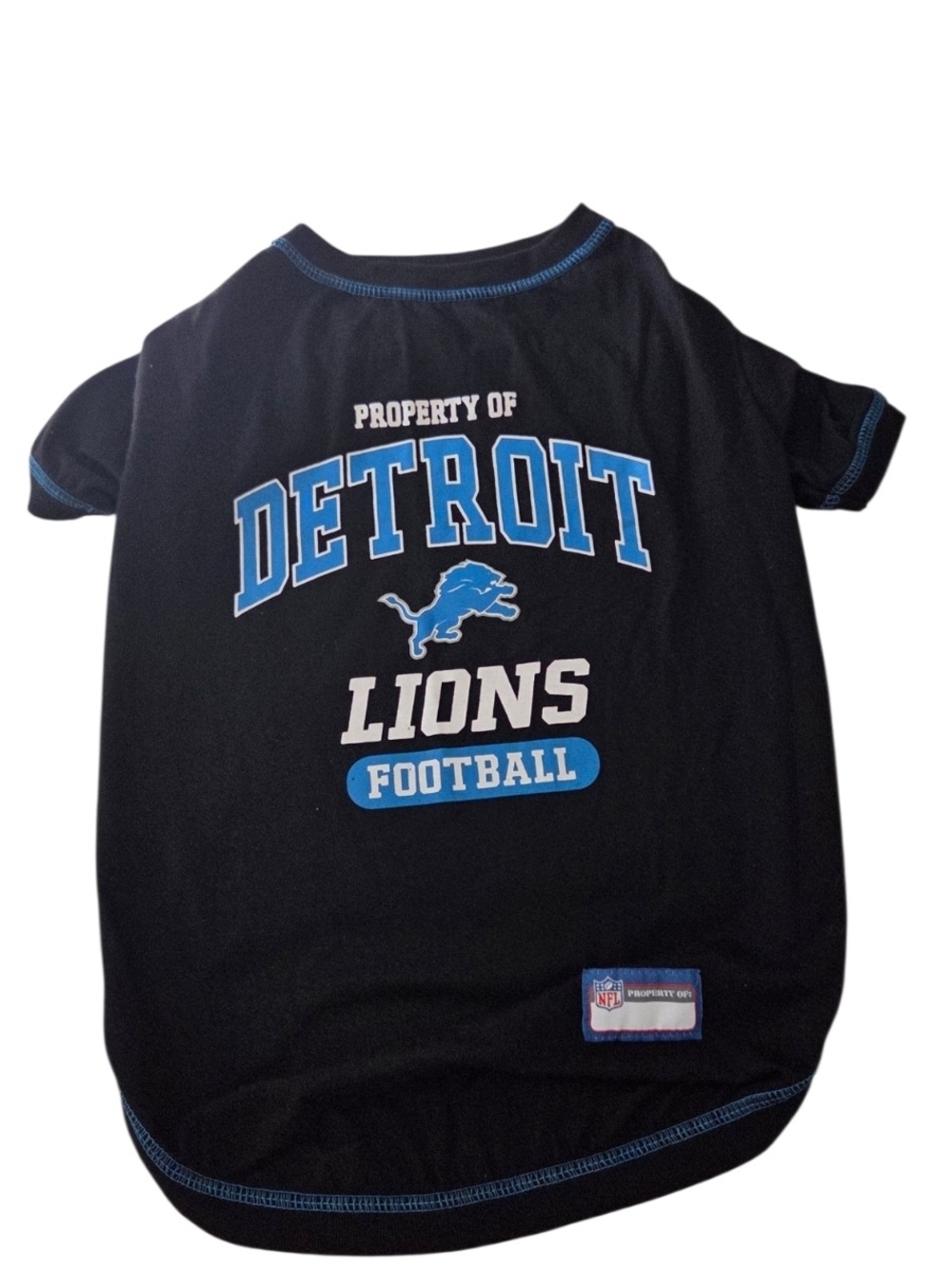 Detroit Lions NFL Pet Shirt XL Black "Property of Detroit Lions Football"